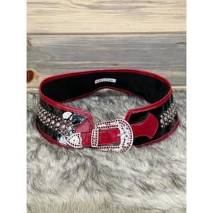 NEW KURTMEN embellished with swarovski belt in black/red